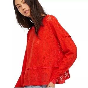 NWT Free People Not Cold In This Top In Red Size XS OVERSIZED